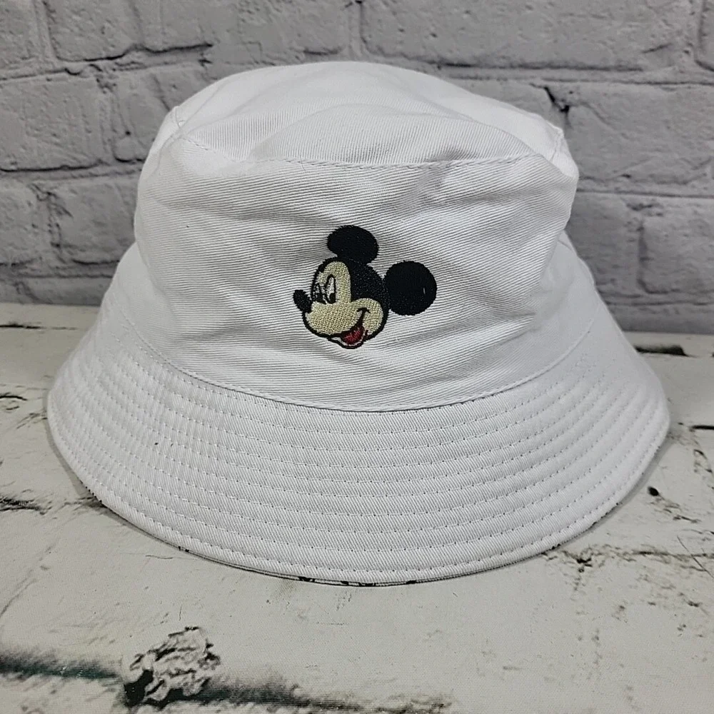 Disney‎ Mickey Mouse Bucket Hat Youth OSFM Black White Reversible Sun Cap